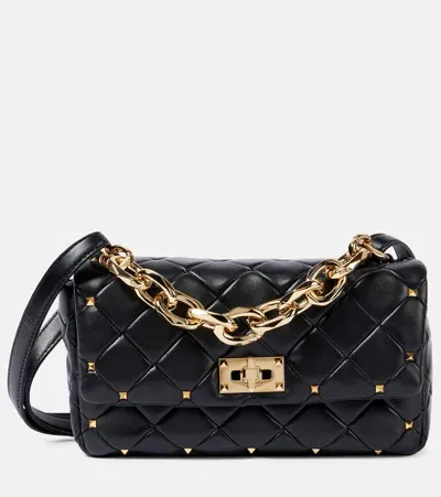 Valentino Garavani Rockstud Spike Small Leather Shoulder Bag In Black