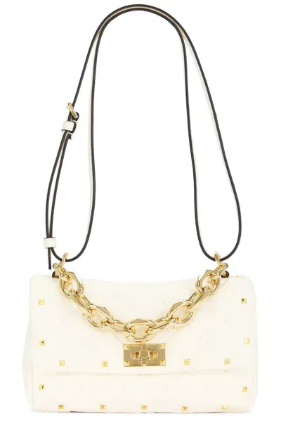 Valentino Garavani Rockstud Spike Small Shoulder Bag In Ivory