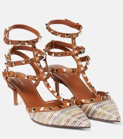 Valentino Garavani Rockstud Striped Pumps In Multicoloured