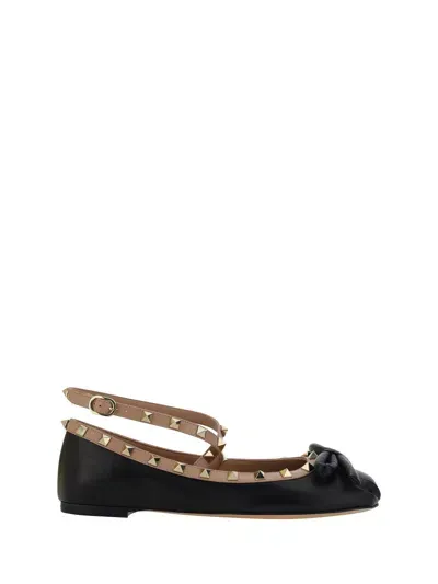 Valentino Garavani Rockstud Leather Ballerina Shoes In Multicolor