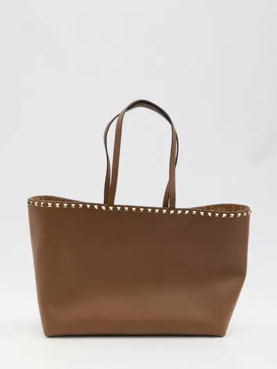 Valentino Garavani Rockstud Tote Bag In Brown