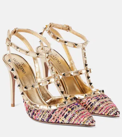 Valentino Garavani Rockstud Tweed Pumps In Multicoloured