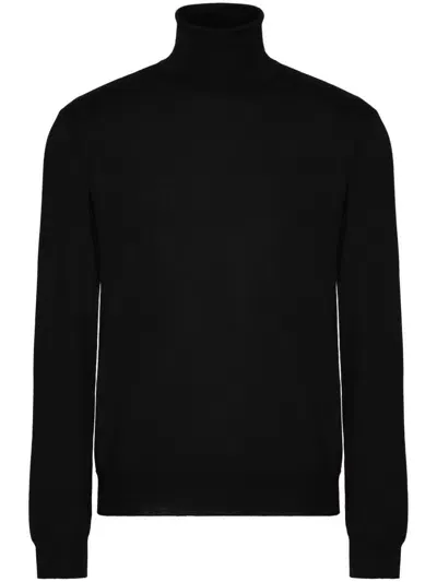 Valentino Roll Neck Knit Jumper In Black