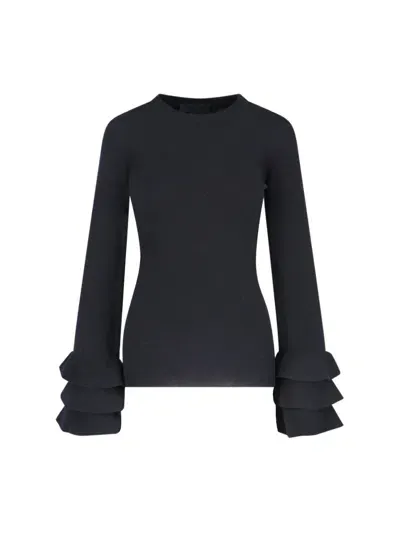 Valentino Ruffled Sweater In Black