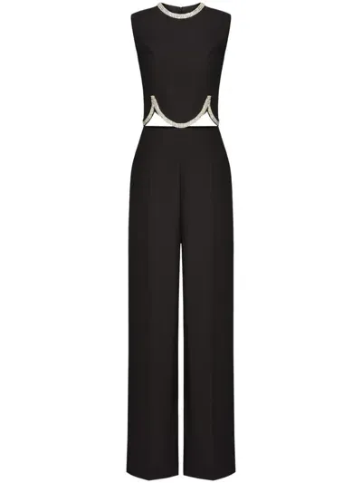 Valentino Scalloped Cutout Jumpsuit In Black