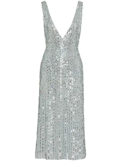 Valentino Sequined Dress In Silver