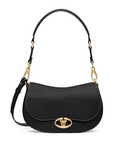 Valentino Garavani Small Leather Ohval Shoulder Bag In Black