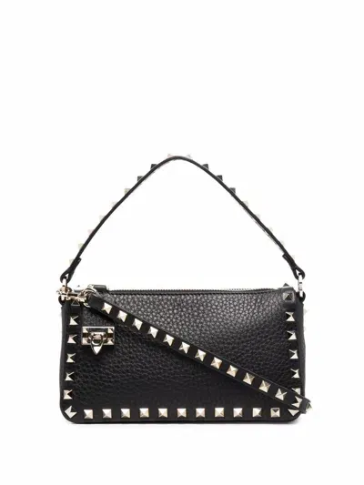 Valentino Garavani Small Rockstud Leather Crossbody In Nero