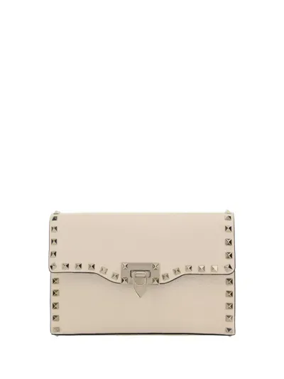 Valentino Garavani Small Rockstud Shoulder Bag In Light Ivory