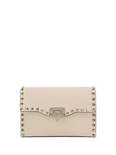 Valentino Garavani Small Rockstud Shoulder Bag In Light Ivory