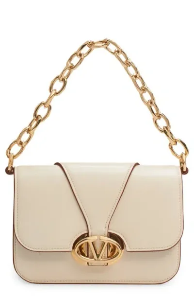 Valentino Garavani Small Vlogo Leather Shoulder Bag In Ivory