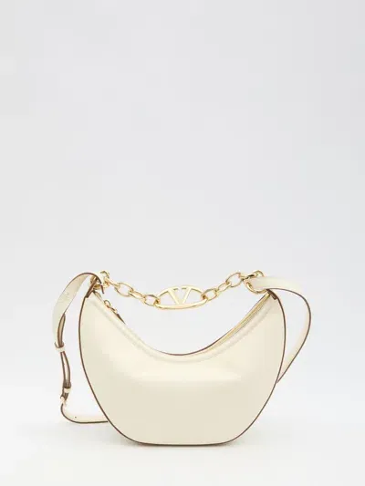 Valentino Garavani Small Vlogo Moon Hobo Bag In Beige