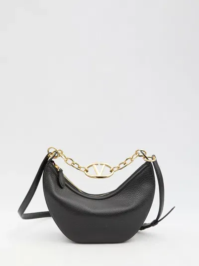 Valentino Garavani Small Vlogo Moon Hobo Bag In Black