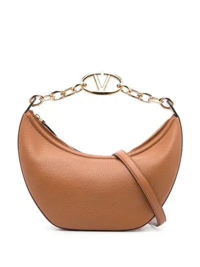 Valentino Garavani Small Vlogo Moon Hobo Bag In Brown