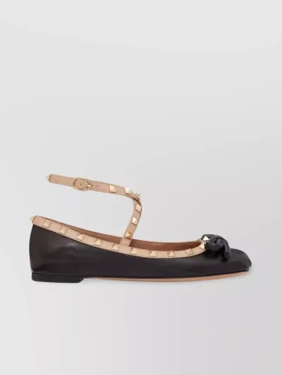 Valentino Garavani Black Nappa Rockstud Ballerina