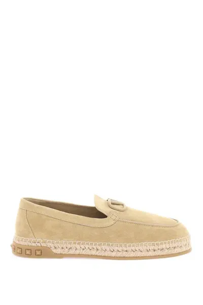 Valentino Garavani Suede Espadrilles In Neutrals