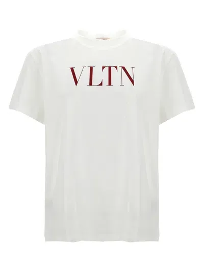 Valentino Vltn Logo-embroidered T-shirt In White