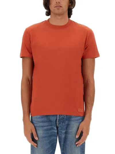 Valentino T-shirt With Logo In Orange