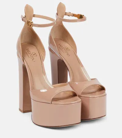 Valentino Garavani Tan-go 155 Patent Leather Platform Sandals In Pink