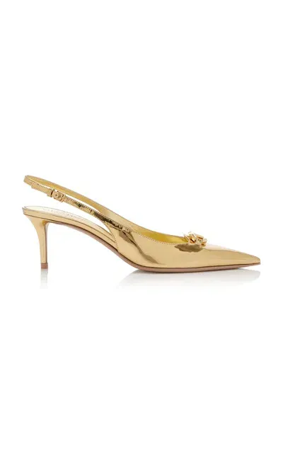 Valentino Garavani The Bold Edition Leather Slingback Pumps In Gold