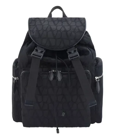 Valentino Garavani Men Toile Iconographe Backpack In Black