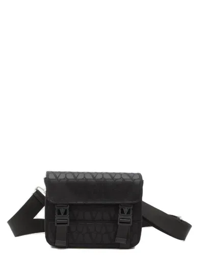 Valentino Garavani Toile Iconographe Jacquard Shoulder Bag In Black