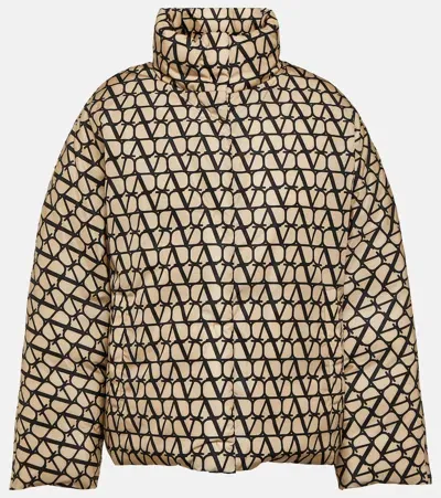 Valentino Toile Iconographe Down Jacket In Beige