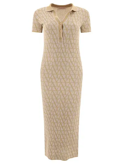 Valentino Toile Iconographe Jacquard Dress In Gold