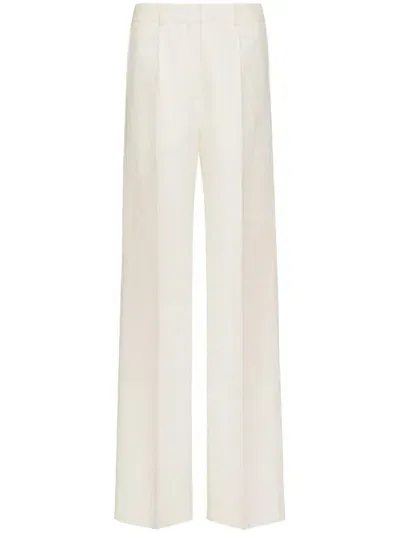 Valentino Toile Iconographe Wool And Silk Blend Trousers In White