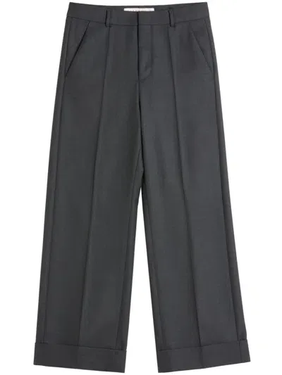 Valentino Turn-up Hem Trousers In Grey