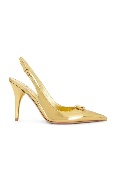 Valentino Garavani V Logo 100 The Bold Edition Pump Heel In Gold