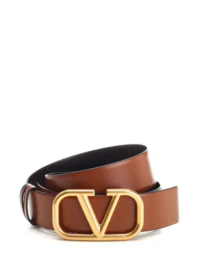 Valentino Garavani V Logo Reversible Belt In Gray