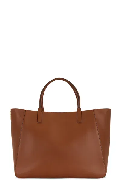 Valentino Garavani V Logo Side Tote In Tobacco