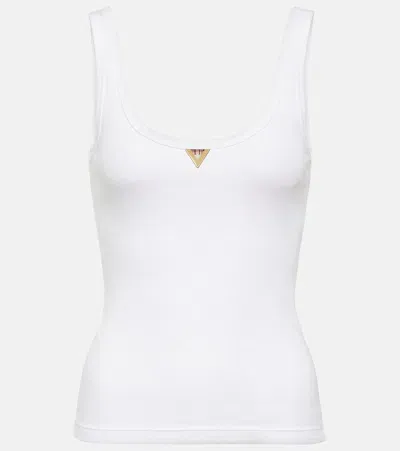 Valentino Top Aus Gerippter Baumwolle Frau Weiss Xs In White