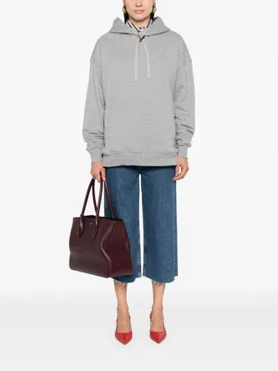 Valentino Vgold-detail Hoodie In Grey