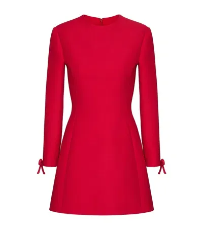 Valentino Virgin Wool-silk Crepe Mini Dress In Red