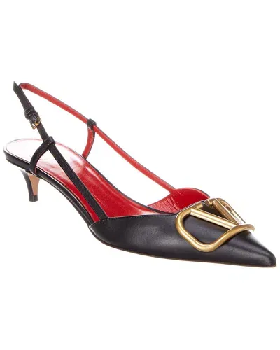 Valentino Garavani Valentino Vlogo 40 Leather Slingback Pump In Black