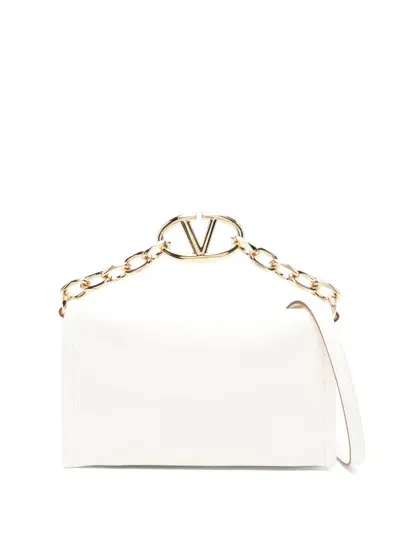 Valentino Garavani Vlogo Chain Mini Leather Clutch In White