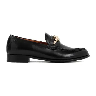 Valentino Garavani Leather Vlogo Gate Loafers In Black