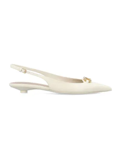 Valentino Garavani Vlogo The Bold Edition Slingback Ballerinas In Neutrals