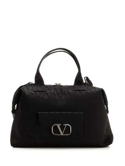 Valentino Garavani Valentino Vlogo Plaque Zip In Black