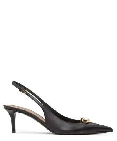 Valentino Garavani Valentino Vlogo 60 Leather Slingback Pump In Black