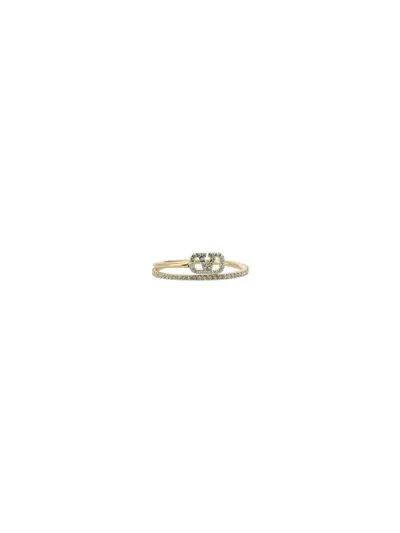 Valentino Garavani Vlogo Ring In Oro 18/crystal Silver Shade