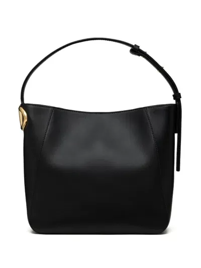 Valentino Garavani Vlogo Side Leather Bucket Bag In Black