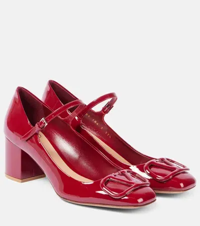 Valentino Garavani Mary-jane-pumps Vlogo Signature 60 Aus Leder In Rot