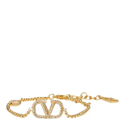 Valentino Garavani Vlogo Signature In Metal And Swarovski® Crystals Bracelet In ゴールド