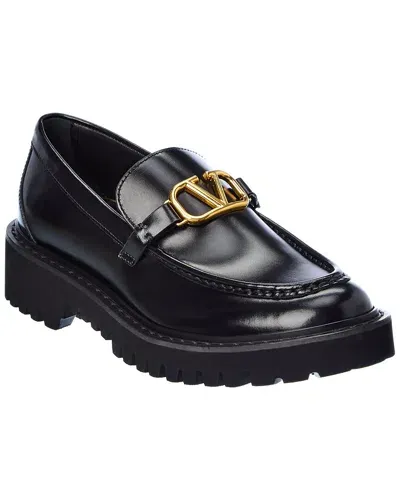 Valentino Garavani Valentino Vlogo Signature Leather Loafer In Black