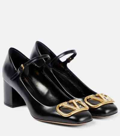 Valentino Garavani Vlogo Signature Leather Mary Jane Pumps In Black