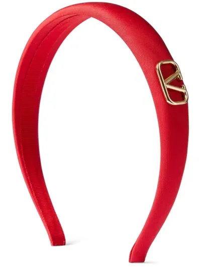 Valentino Garavani Vlogo Signature Silk Headband In Red