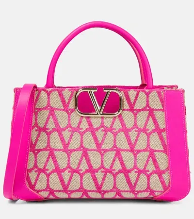 Valentino Garavani Vlogo Signature Toile Iconographe Small Tote Bag In Pink